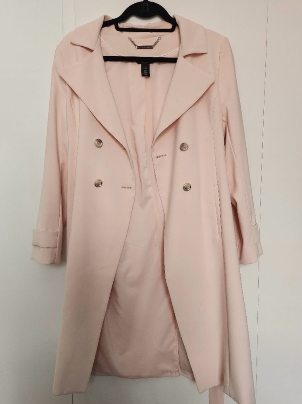 White House Black Market Peach Blush Coat with Chain Detail - Picture 3 of 7